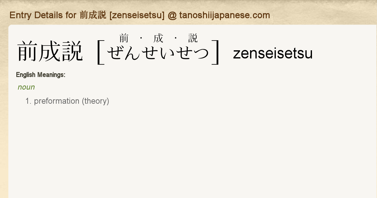 前成説 Preformationism JapaneseClass.jp