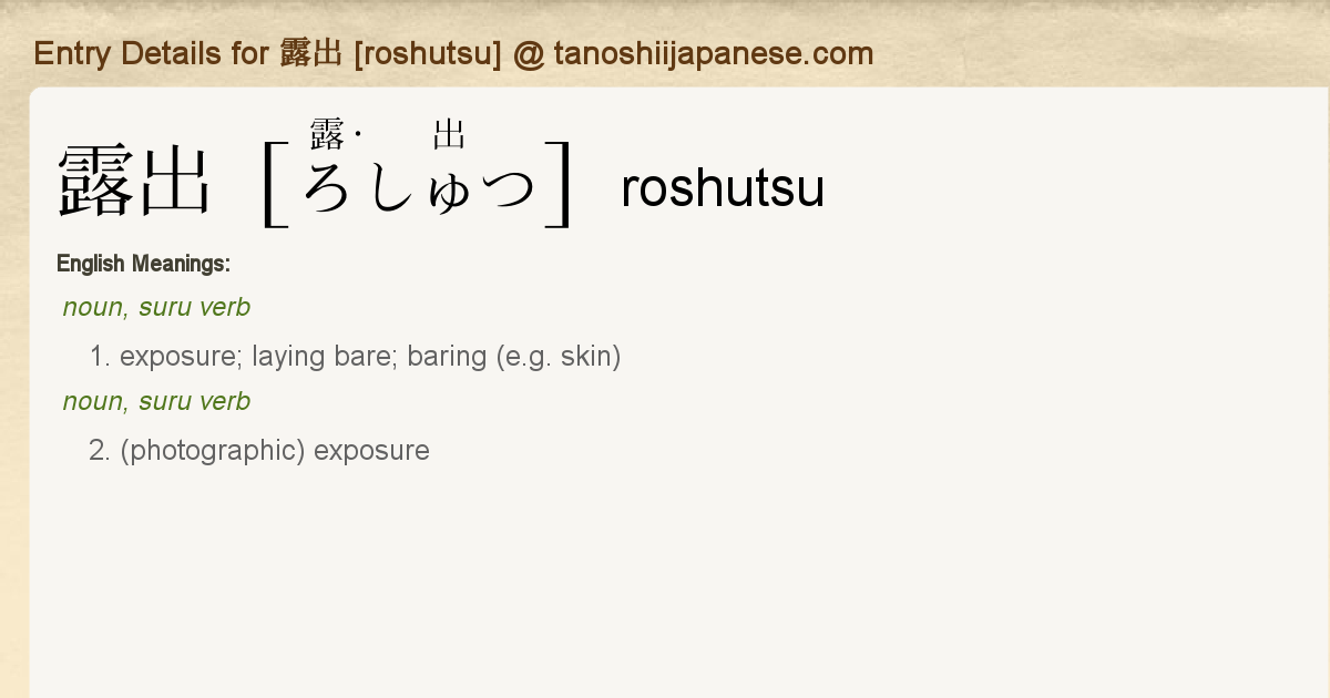 Entry Details For 露出 Roshutsu Tanoshii Japanese