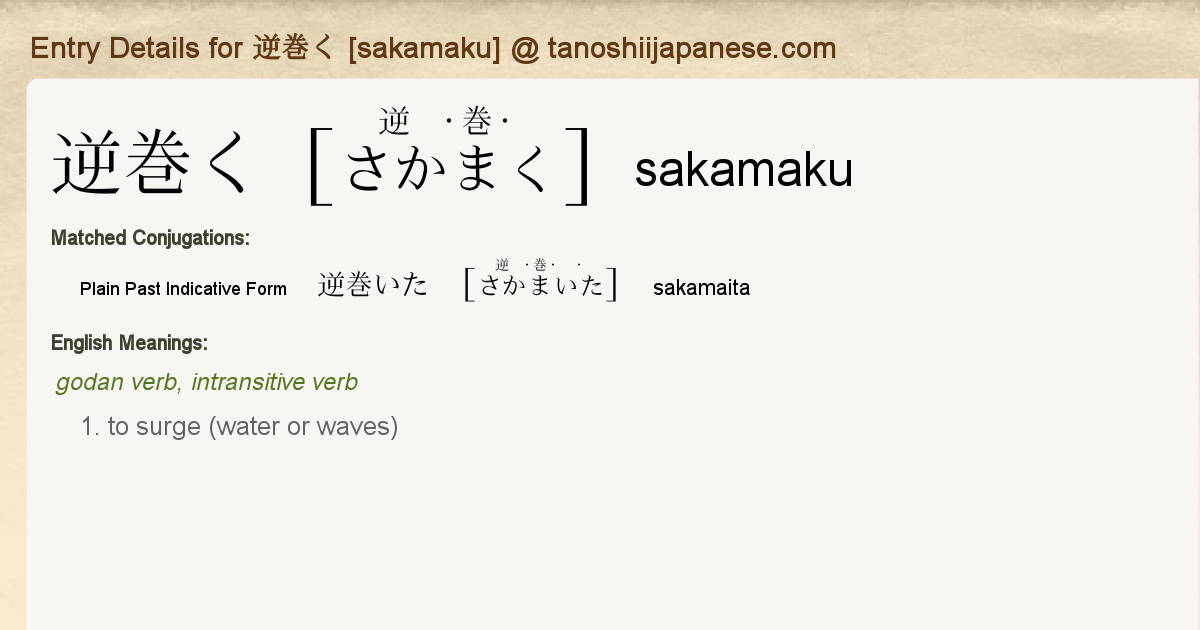 Entry Details For 逆巻いた Sakamaita Tanoshii Japanese
