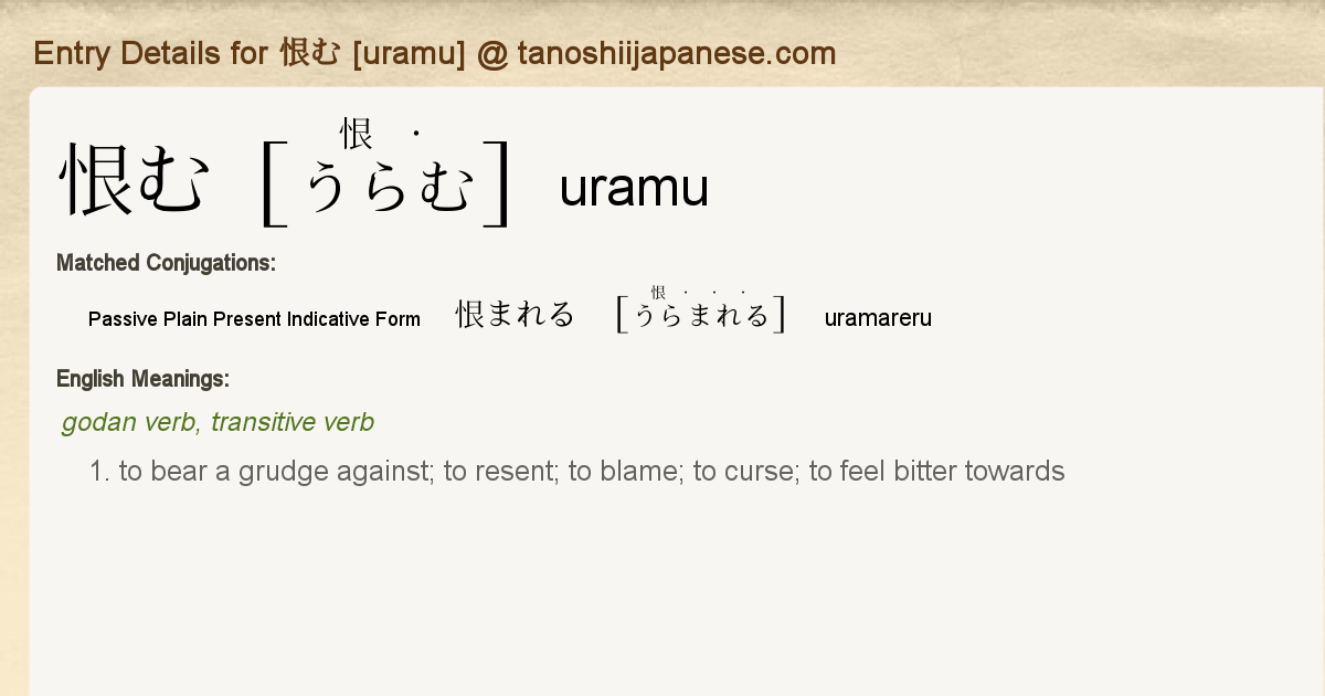 Entry Details For 恨まれる Uramareru Tanoshii Japanese Entry Details For 恨まれる Uramareru Tanoshii Japanese