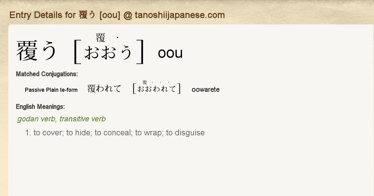 Entry Details For 覆われて Oowarete Tanoshii Japanese